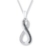 Thumbnail Image 1 of Black/White Diamond Infinity Necklace 1/6 ct tw Sterling Silver 18&quot;