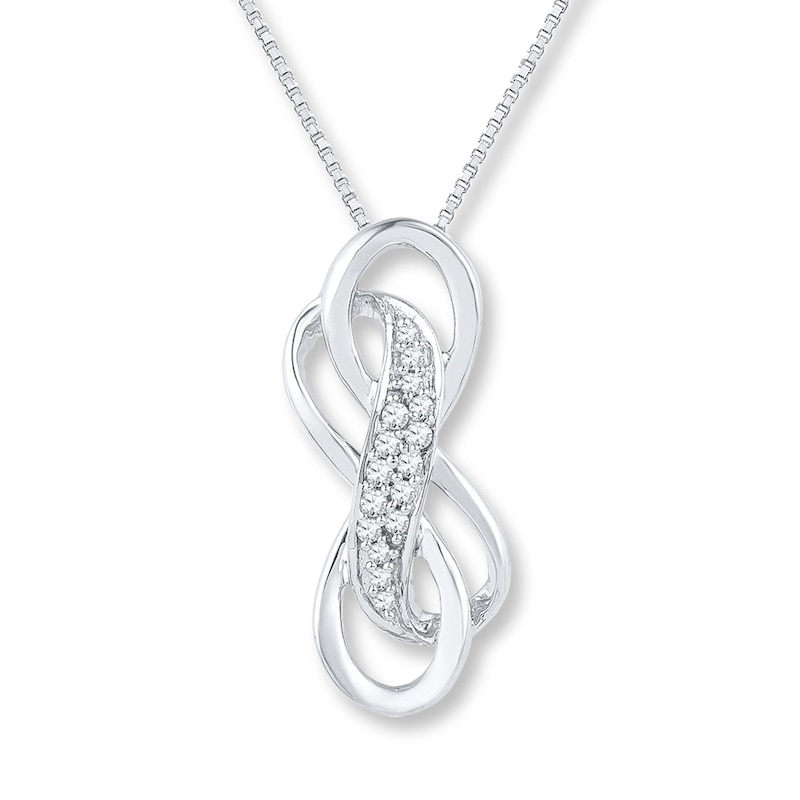Double Infinity Necklace 1/10 ct tw Diamonds Sterling Silver