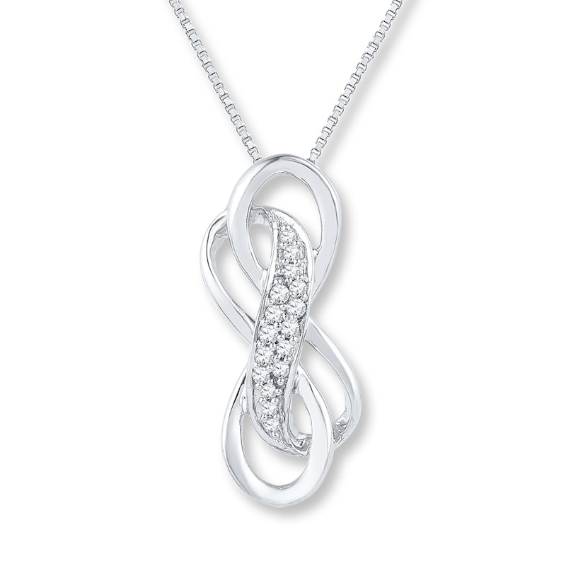 Main Image 1 of Double Infinity Necklace 1/10 ct tw Diamonds Sterling Silver