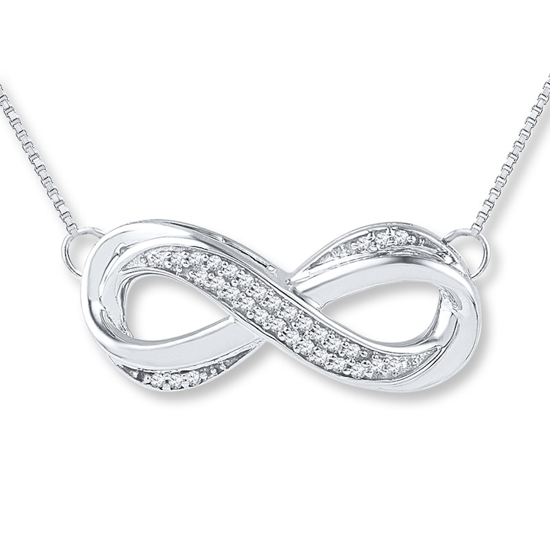 Main Image 1 of Diamond Infinity Necklace 1/10 ct tw Round-cut Sterling Silver