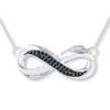 Black/White Diamond Infinity Necklace 1/10 cttw Sterling Silver 18"