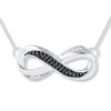 Thumbnail Image 0 of Black & White Diamond Infinity Necklace 1/10 cttw Sterling Silver 18"