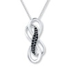 Thumbnail Image 0 of Black Diamond Infinity Necklace 1/10 ct tw Sterling Silver 18"