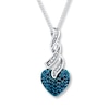 Blue/White Diamond Necklace 1/3 ct tw Sterling Silver 18"