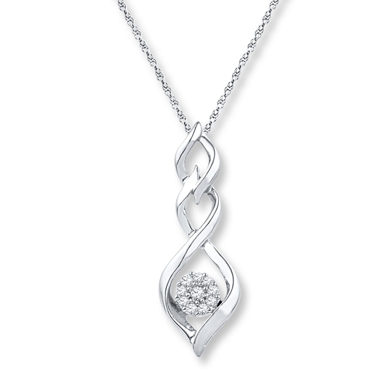 Main Image 1 of Diamond Necklace 1/10 ct tw Round-cut 10K White Gold