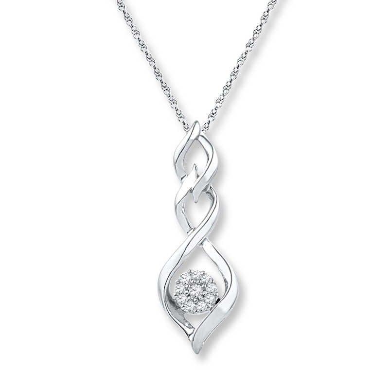 Diamond Necklace 1/10 ct tw Round-cut 10K White Gold