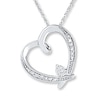 Thumbnail Image 1 of Heart Necklace Diamond Accents 10K White Gold