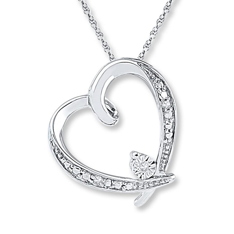 Main Image 1 of Heart Necklace Diamond Accents 10K White Gold