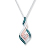 Thumbnail Image 1 of Blue & White Diamond Necklace 1/6 ct tw Sterling Silver & 10K Rose Gold