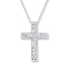 Thumbnail Image 1 of Cross/Heart Necklace 1/20 ct tw Diamonds Sterling Silver