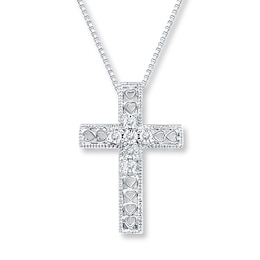 Cross/Heart Necklace 1/20 ct tw Diamonds Sterling Silver