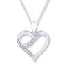 Thumbnail Image 1 of Heart Necklace Diamond Accents Sterling Silver