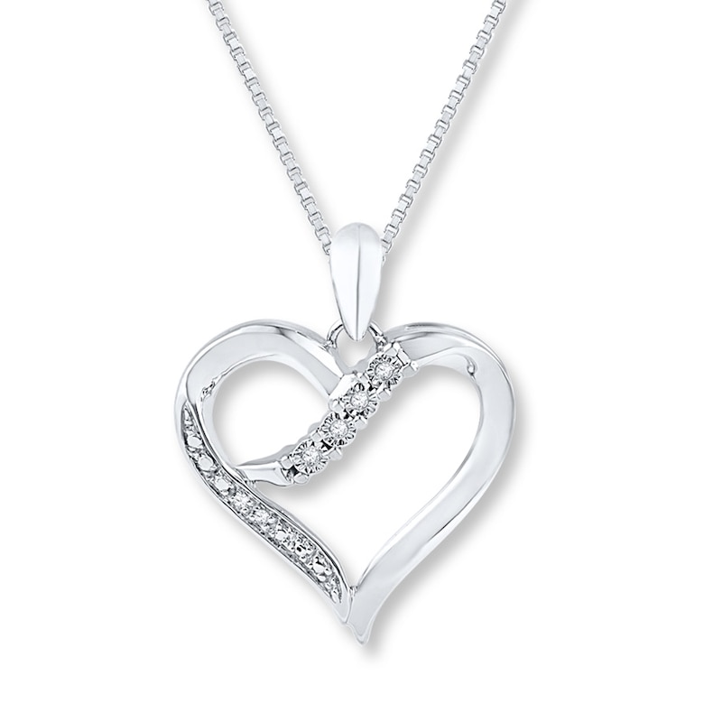 Main Image 1 of Heart Necklace Diamond Accents Sterling Silver