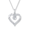 Thumbnail Image 1 of Diamond Heart Necklace 1/8 ct tw Baguette/Round Sterling Silver