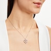 Thumbnail Image 2 of Diamond Heart Necklace 1/8 ct tw Baguette/Round Sterling Silver