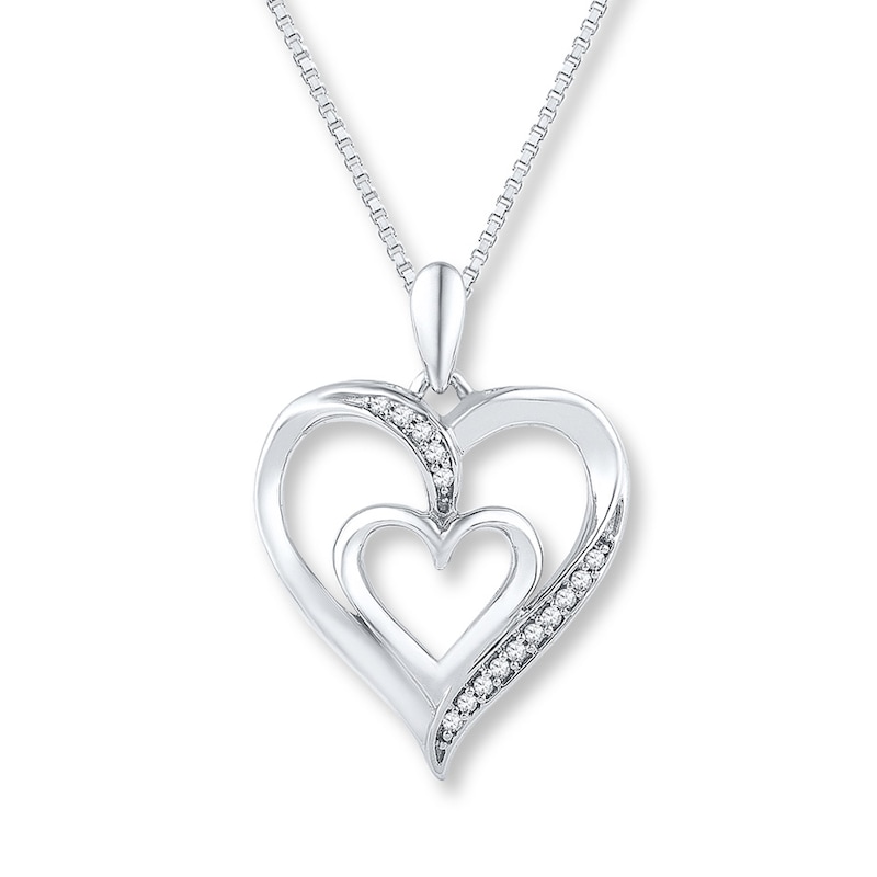 Main Image 1 of Diamond Heart Necklace 1/20 ct tw Round-cut Sterling Silver