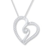 Diamond Heart Necklace 1/4 ct tw Round-cut Sterling Silver