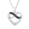 Thumbnail Image 0 of Black & White Diamond Heart Necklace 1/8 ct tw Sterling Silver
