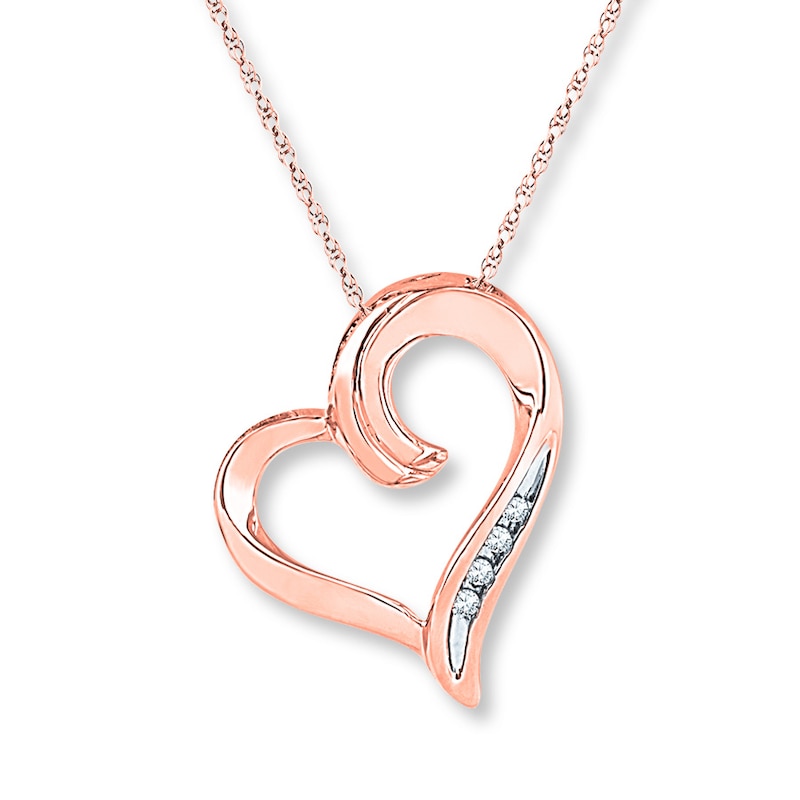 Main Image 1 of Heart Necklace Diamond Accents 10K Rose Gold