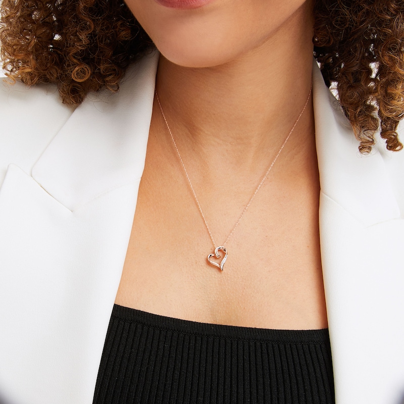 Heart Necklace Diamond Accents 10K Rose Gold