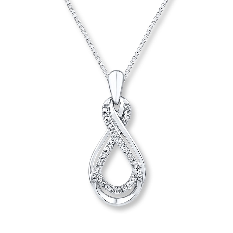 Main Image 1 of Diamond Infinity Necklace 1/20 ct tw Round-cut Sterling Silver
