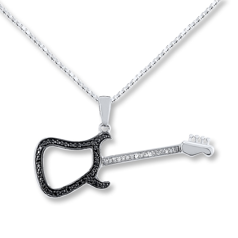 Main Image 1 of Guitar Necklace 1/8 ct tw Diamonds Sterling Silver