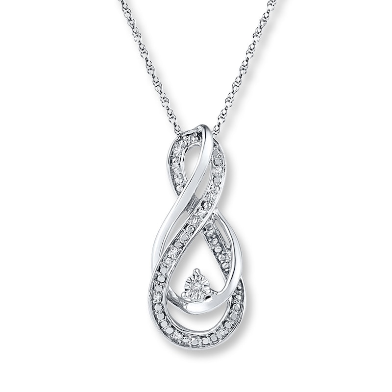 Infinity Symbol Necklace Diamond Accents Sterling Silver