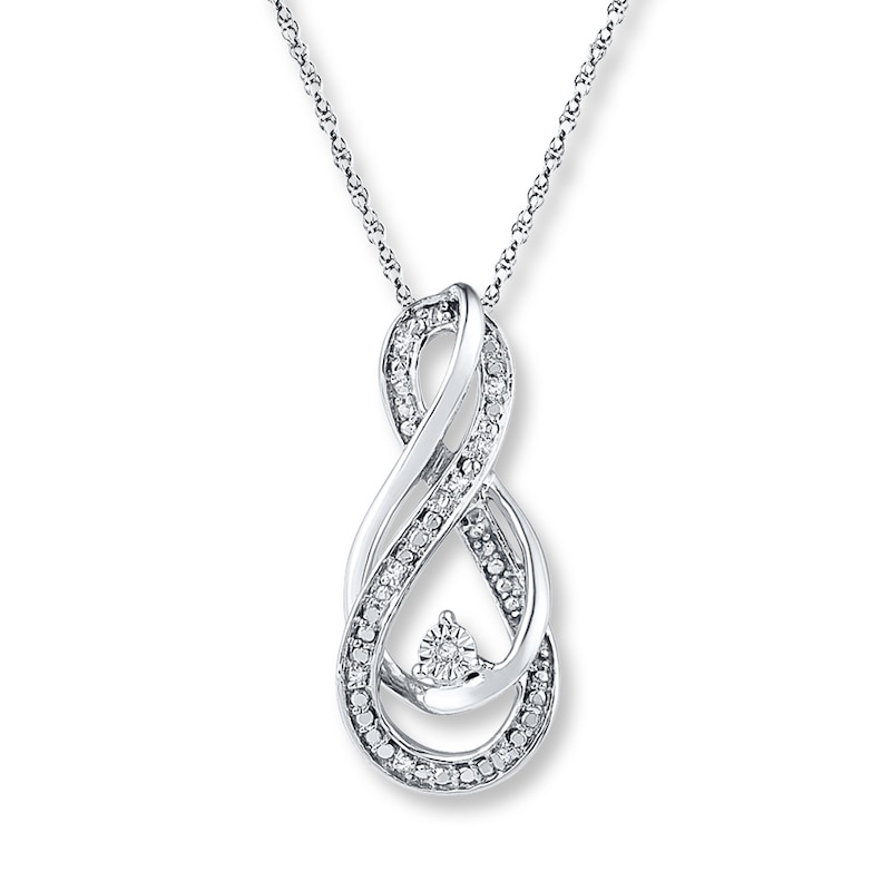 Main Image 1 of Infinity Symbol Necklace Diamond Accents Sterling Silver