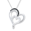 Thumbnail Image 0 of Double Heart Necklace Diamond Accents Sterling Silver 18"