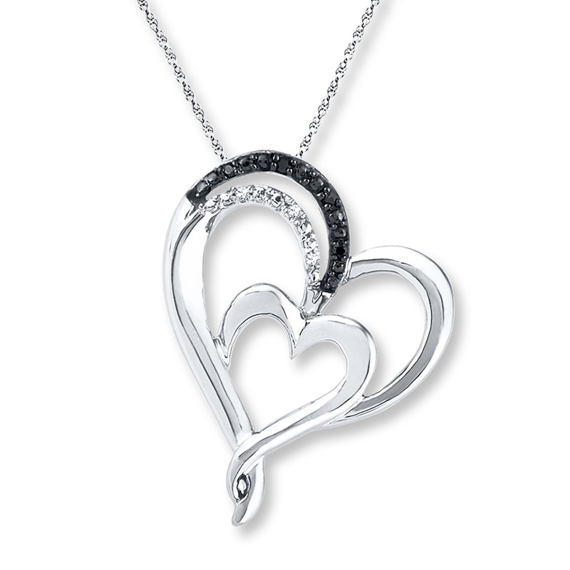 Main Image 1 of Double Heart Necklace Diamond Accents Sterling Silver 18&quot;