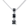 Black Diamond Necklace 1/2 ct tw Round-cut Sterling Silver 18"