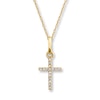 Thumbnail Image 0 of Diamond Cross Necklace 1/20 ct tw Round-cut 10K Yellow Gold