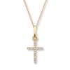 Thumbnail Image 1 of Diamond Cross Necklace 1/20 ct tw Round-cut 10K Yellow Gold
