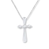 Thumbnail Image 1 of Diamond Cross Necklace 1/6 ct tw Round-cut 10K White Gold