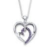 Thumbnail Image 1 of Purple Diamond Necklace 1/4 ct tw Round-cut Sterling Silver 18&quot;