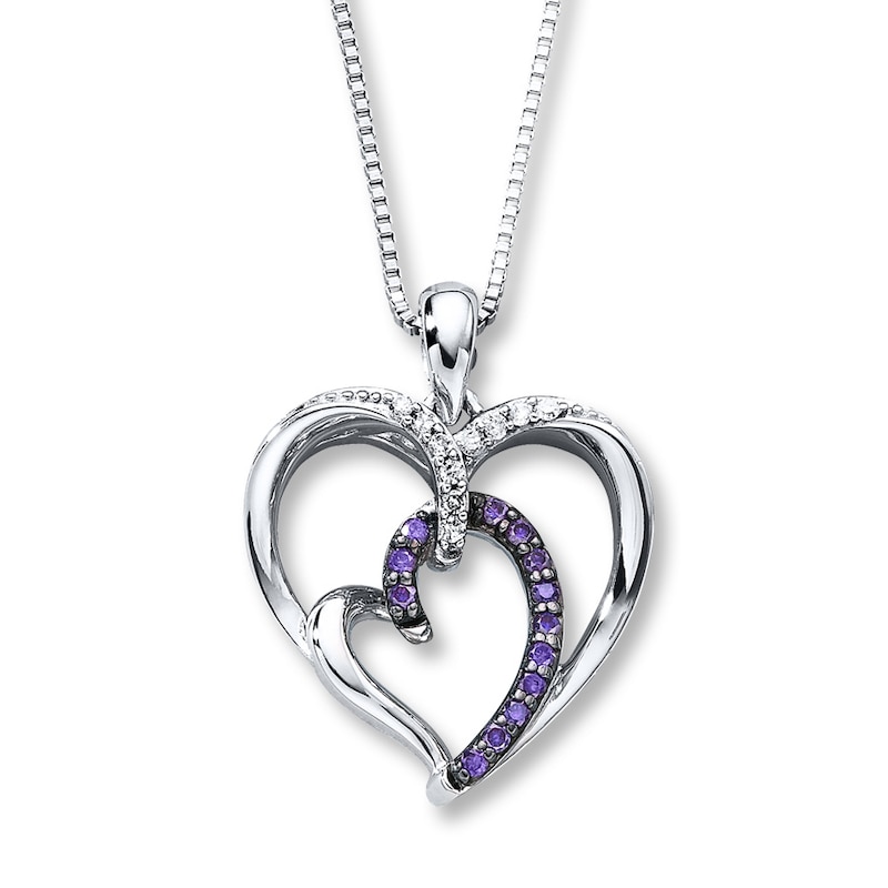 Purple Diamond Necklace 1/4 ct tw Round-cut Sterling Silver 18"