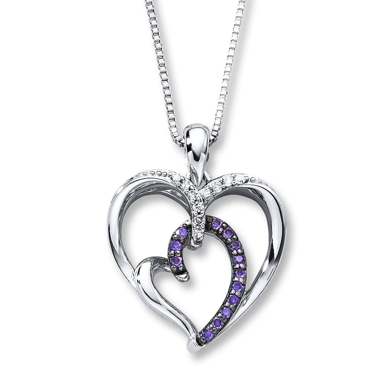 Main Image 1 of Purple Diamond Necklace 1/4 ct tw Round-cut Sterling Silver 18&quot;