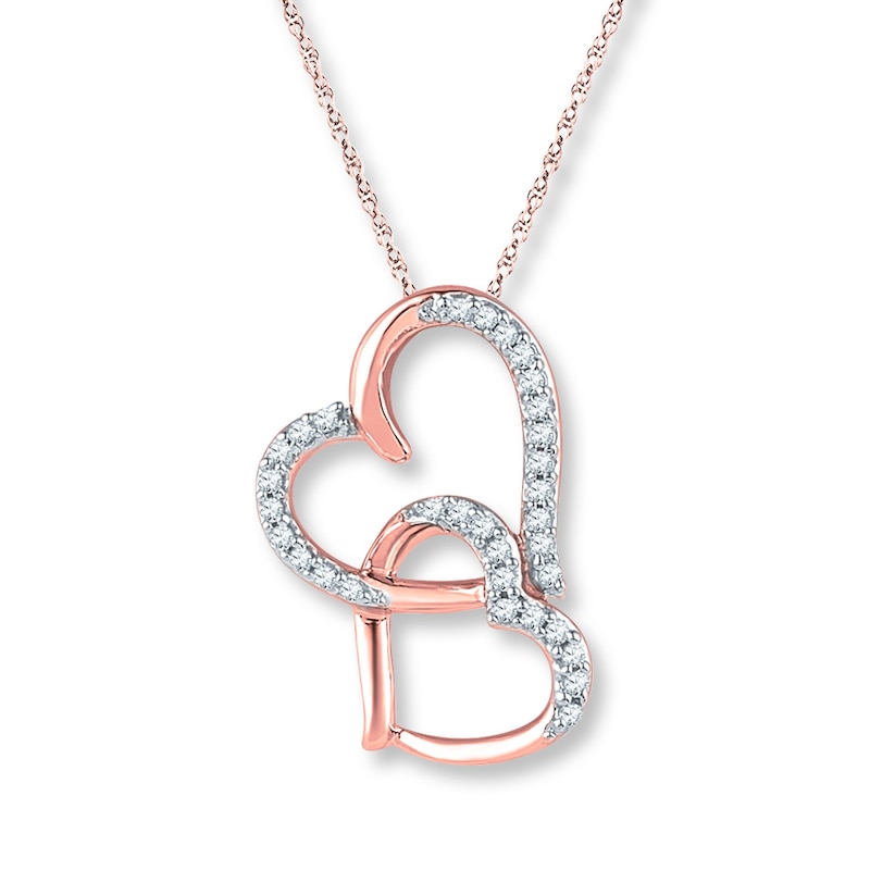 Diamond Heart Necklace 1/10 ct tw Round-cut 10K Rose Gold