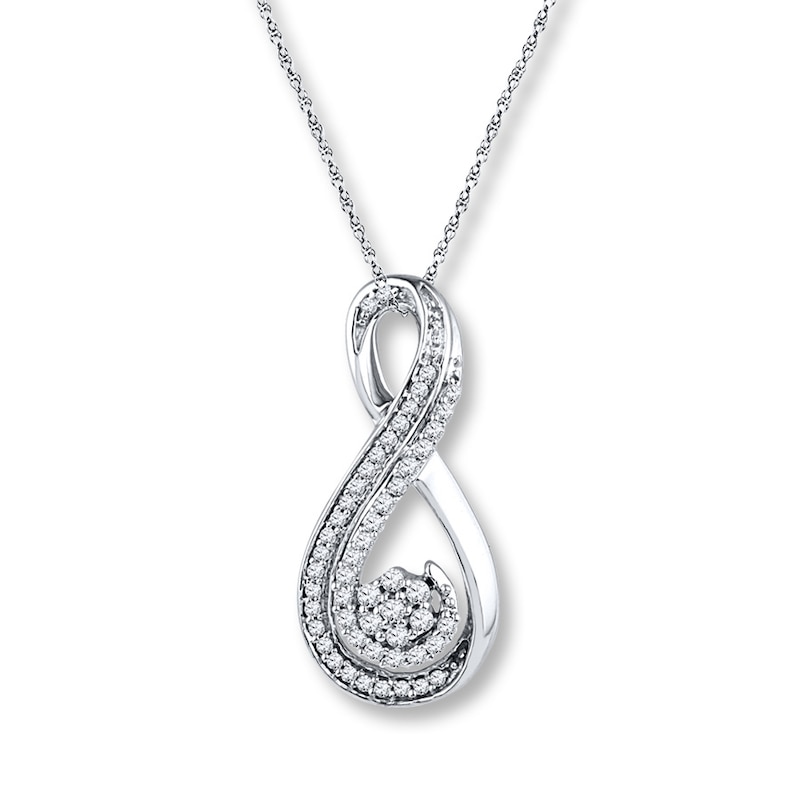 Main Image 1 of Diamond Infinity Necklace 1/4 ct tw Round-cut Sterling Silver
