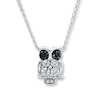Thumbnail Image 1 of Young Teen Owl Necklace Diamond Accents Sterling Silver 17&quot;