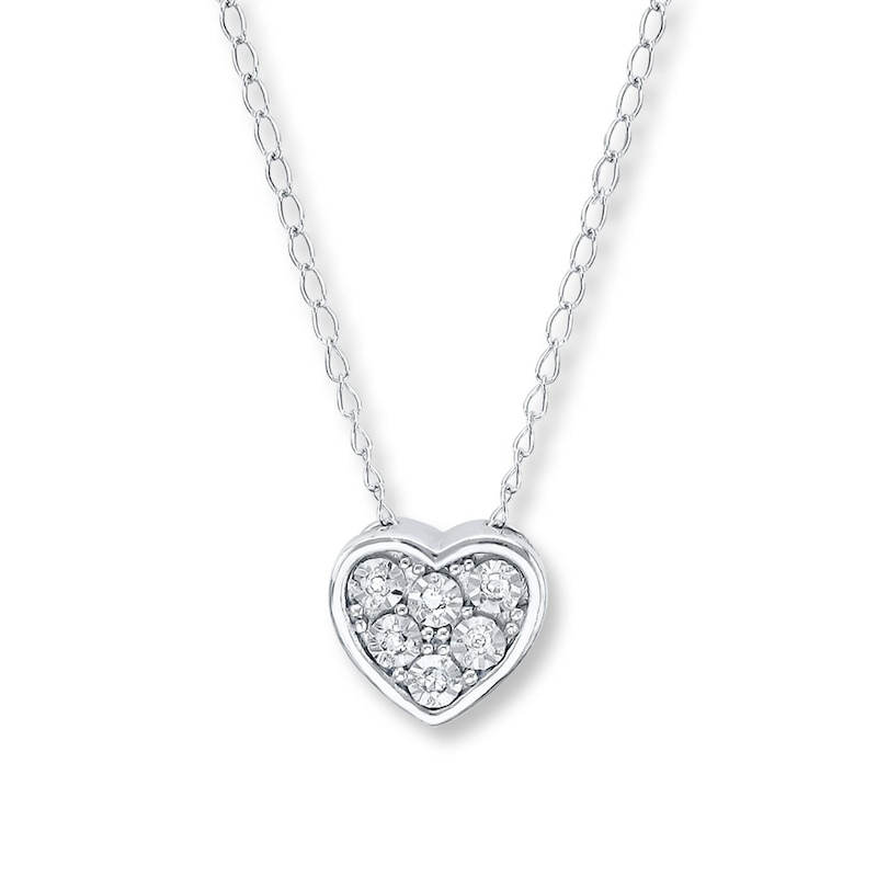 14K Gold Tiny Diamond Heart Necklace 14K Gold / 17 Inches