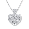 Thumbnail Image 0 of Heart Locket Necklace 1/20 ct tw Round-Cut Sterling Silver
