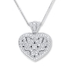 Thumbnail Image 1 of Heart Locket Necklace 1/20 ct tw Round-Cut Sterling Silver