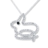 Rabbit Necklace Diamond Accents Sterling Silver 18"