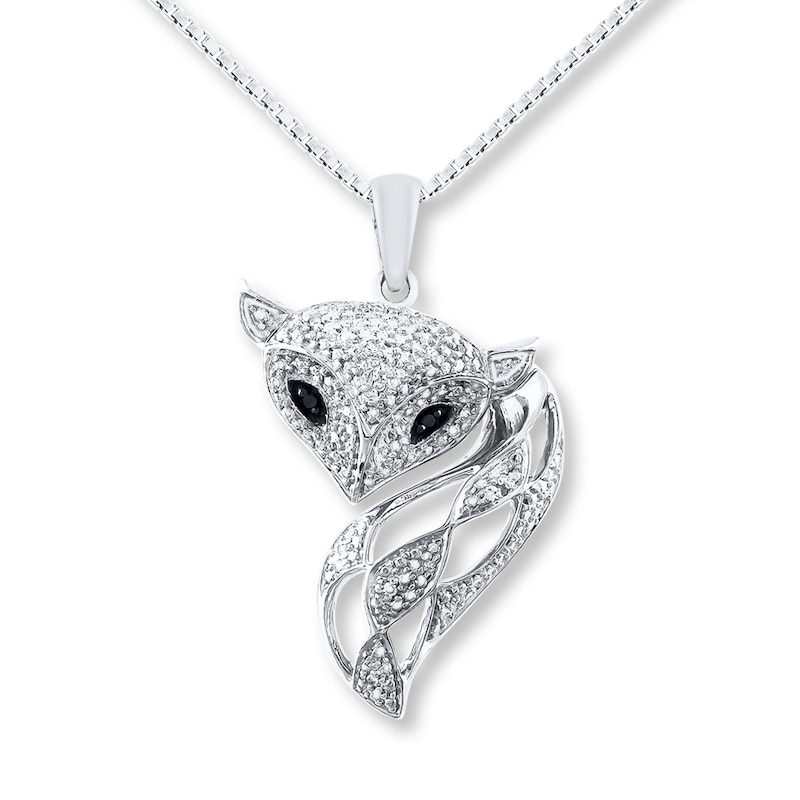 Fox Necklace 1/20 ct tw Diamonds Sterling Silver 18"