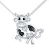 Thumbnail Image 1 of Diamond Cow Necklace 1/20 ct tw Black & White Sterling Silver 18&quot;