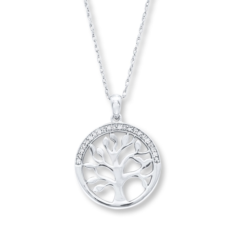 Main Image 1 of Tree of Life Necklace 1/10 ct tw Diamonds Sterling Silver