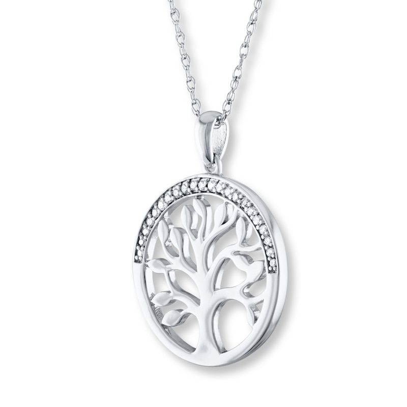 Tree of Life Necklace 1/10 ct tw Diamonds Sterling Silver