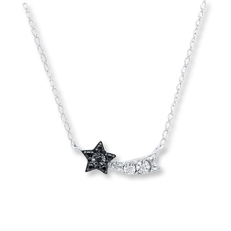 Young Teen Shooting Star Diamond Necklace Sterling Silver 17"