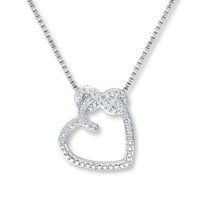 Main Image 1 of Heart Necklace 1/20 ct tw Diamonds Sterling Silver